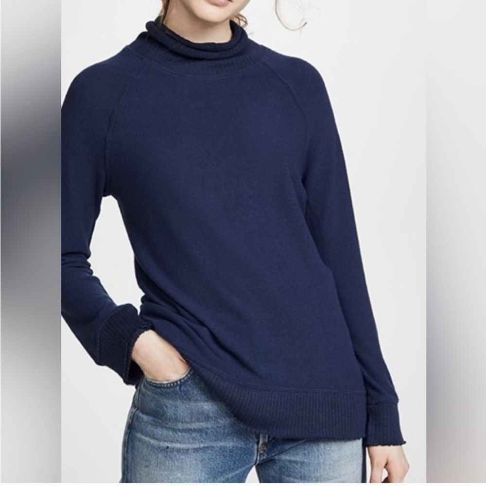 Z Supply | NWT Soft Spun Black Iris Mock Neck Pullover Raglan Knit Sweater S - Picture 2 of 4